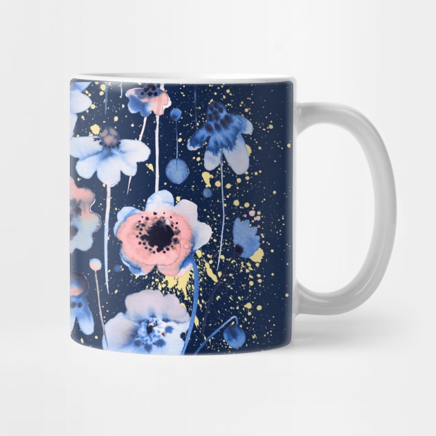 Ink Soft Blue Flowers by ninoladesign